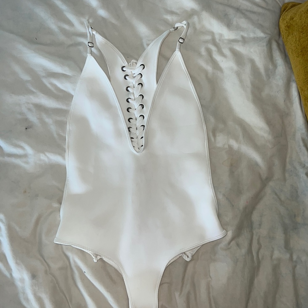 Pacific & Driftwood White one piece neoprene swimsuit